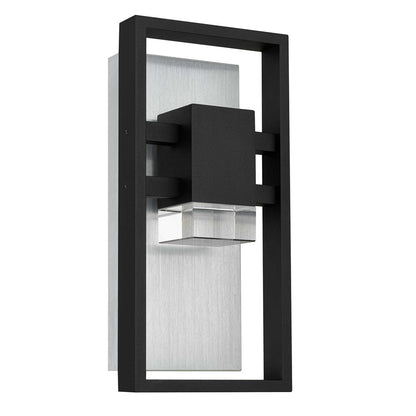 Alteck Mars 12" LED Outdoor Sconce, Black/Clear, Sand Black - AW0105-3CCT-W-BK
