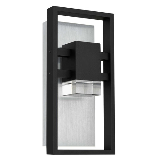 Alteck Mars 12" LED Outdoor Sconce, Black/Clear, Sand Black - AW0105-3CCT-W-BK