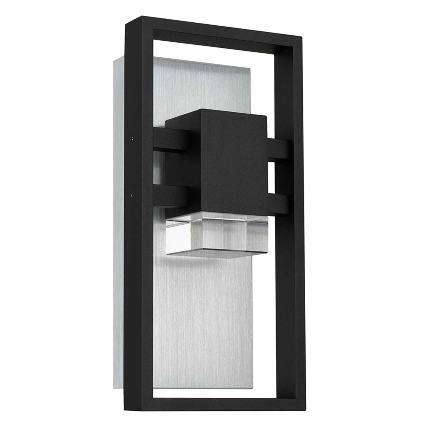 Alteck Mars 12in 1-Light Outdoor Wall Sconce | Contemporary Sand Black and Clear Crystal | Entryway & Patio | Model AW0105-3CCT-W-BK