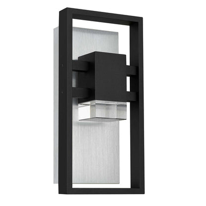 Alteck Mars 12in 1-Light Outdoor Wall Sconce | Contemporary Sand Black and Clear Crystal | Entryway & Patio | Model AW0105-3CCT-W-BK