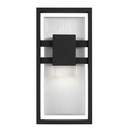 Alteck Mars 12" LED Outdoor Sconce, Black/Clear, Sand Black