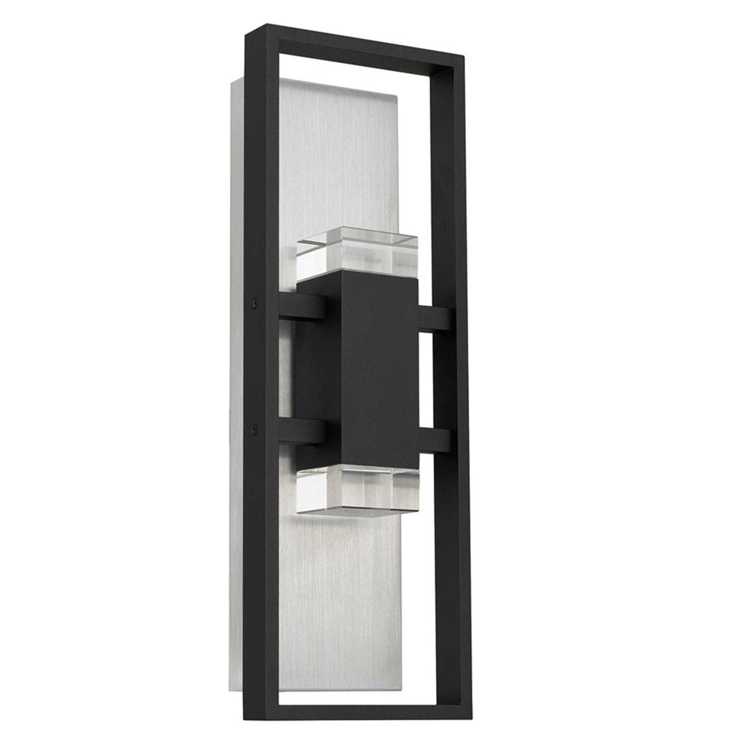 Alteck Mars 18in 1-Light LED Outdoor Sconce | Contemporary Sand Black and Clear Crystal | Entryway & Patio | Model AW0106-3CCT-W-BK