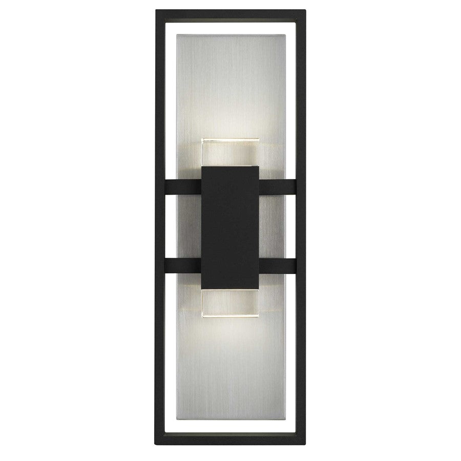 Alteck Mars 18in 1-Light LED Outdoor Sconce | Contemporary Sand Black and Clear Crystal | Entryway & Patio | Model AW0106-3CCT-W-BK