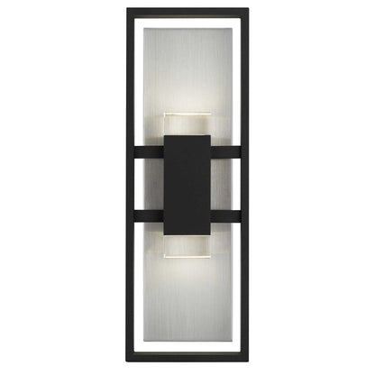 Alteck Mars 18in 1-Light LED Outdoor Sconce | Contemporary Sand Black and Clear Crystal | Entryway & Patio | Model AW0106-3CCT-W-BK