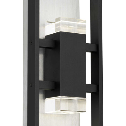 Alteck Mars 18in 1-Light LED Outdoor Sconce | Contemporary Sand Black and Clear Crystal | Entryway & Patio | Model AW0106-3CCT-W-BK
