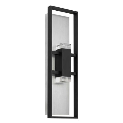 Alteck Mars 24in 1-Light Outdoor Wall Sconce | Contemporary Sand Black Aluminum and Clear Glass with Crystal Accents | Model AW0107-3CCT-W-BK