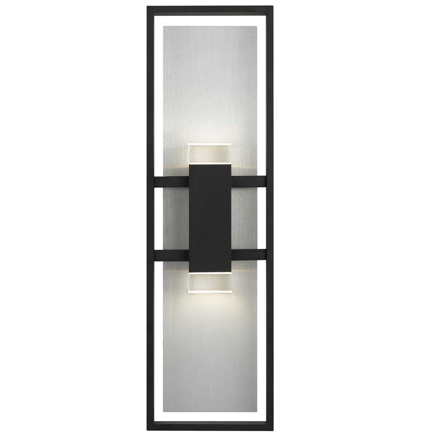 Alteck Mars 24in 1-Light Outdoor Wall Sconce | Contemporary Sand Black Aluminum and Clear Glass with Crystal Accents | Model AW0107-3CCT-W-BK