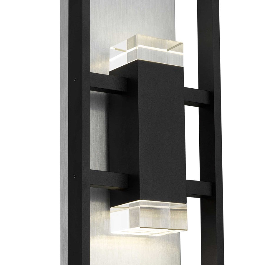 Alteck Mars 24in 1-Light Outdoor Wall Sconce | Contemporary Sand Black Aluminum and Clear Glass with Crystal Accents | Model AW0107-3CCT-W-BK