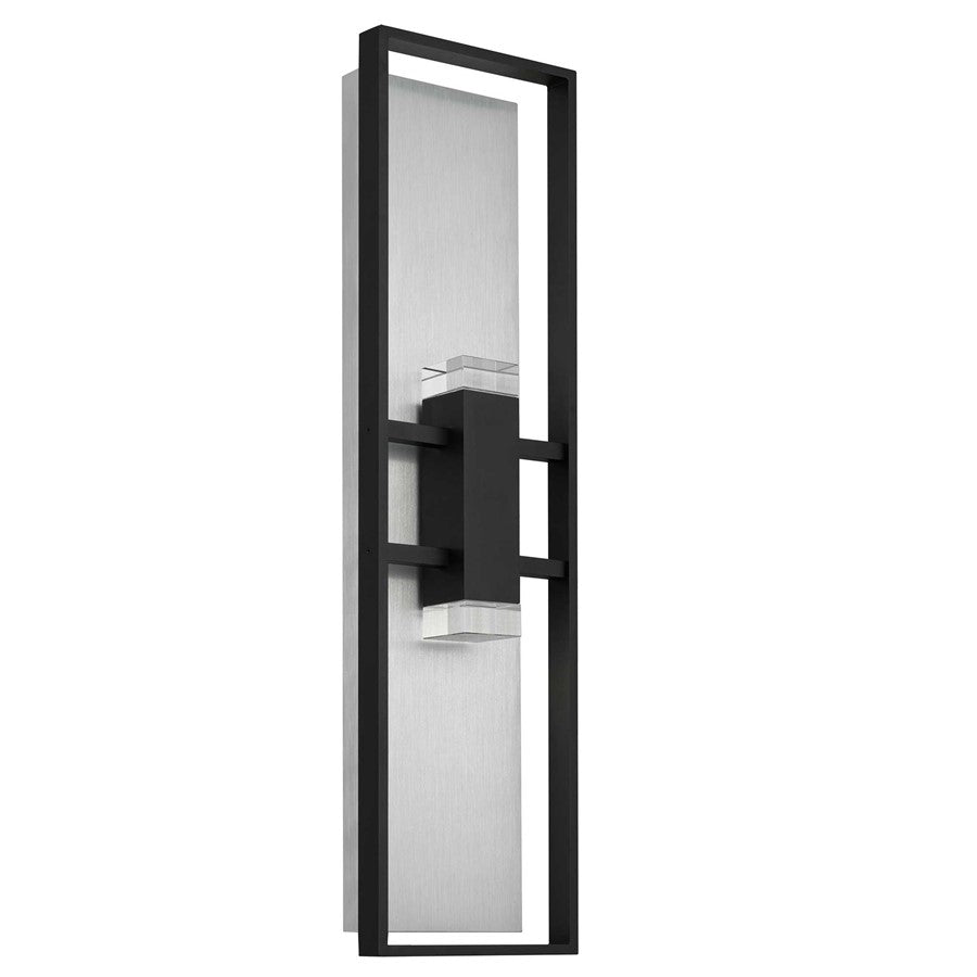 Alteck Mars 32" LED Outdoor Sconce, Black/Clear, Sand Black - AW0108-3CCT-W-BK