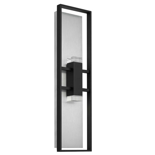Alteck Mars 32in 1-Light LED Outdoor Sconce | Contemporary Sand Black and Clear Glass | Entryway & Patio | 8.5 x 32 x 3.88 in | Model AW0108-3CCT-W-BK