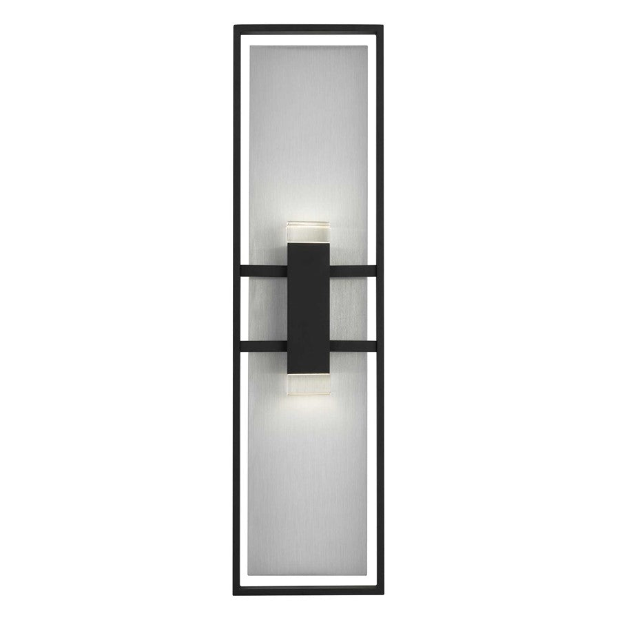 Alteck Mars 32in 1-Light LED Outdoor Sconce | Contemporary Sand Black and Clear Glass | Entryway & Patio | 8.5 x 32 x 3.88 in | Model AW0108-3CCT-W-BK