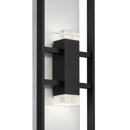 Alteck Mars 32" LED Outdoor Sconce, Black/Clear, Sand Black
