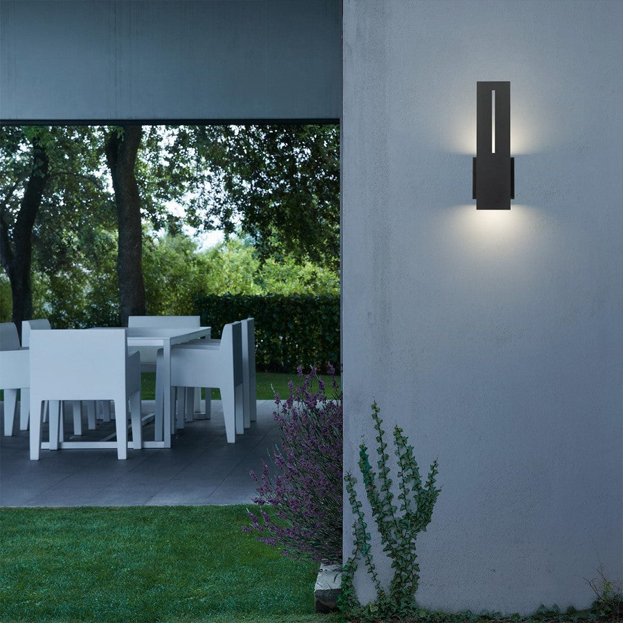 Alteck Slot 15" LED Outdoor Sconce, Black/Sand, Sand Black