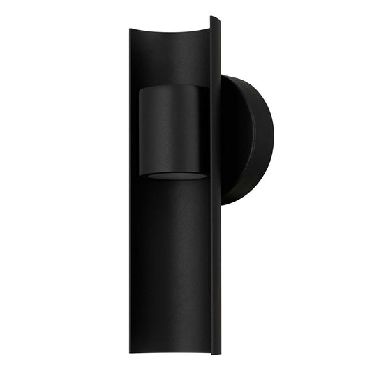 Alteck Hugo 11.5in 1-Light Outdoor Wall Sconce | Contemporary Sand Black and Sand Blast Glass | Covered Patio & Entryway | Model AW0113-3CCT-W-BK