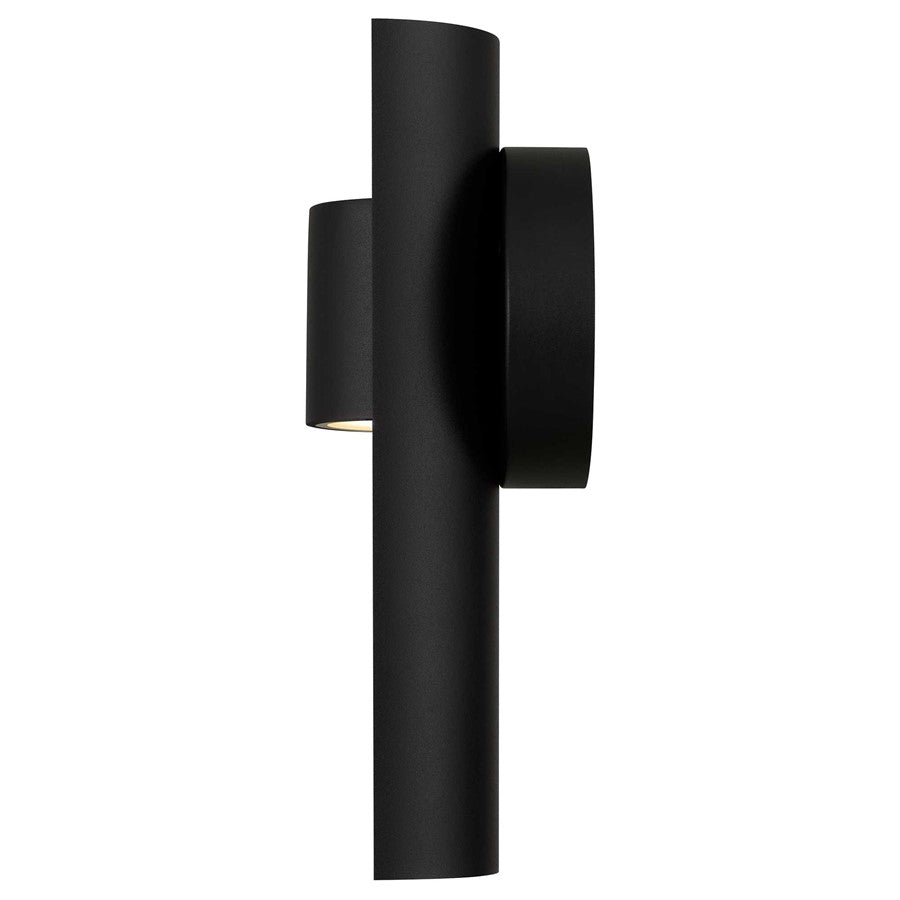 Alteck Hugo 11.5in 1-Light Outdoor Wall Sconce | Contemporary Sand Black and Sand Blast Glass | Covered Patio & Entryway | Model AW0113-3CCT-W-BK