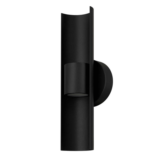 Alteck Hugo 14in 1-Light LED Outdoor Sconce | Contemporary Sand Black Aluminum and Sand Blast Glass | Entryway & Patio | Model AW0114-3CCT-W-BK