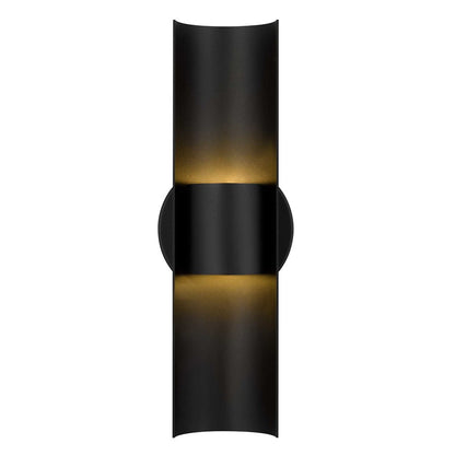 Alteck Hugo 14in 1-Light LED Outdoor Sconce | Contemporary Sand Black Aluminum and Sand Blast Glass | Entryway & Patio | Model AW0114-3CCT-W-BK