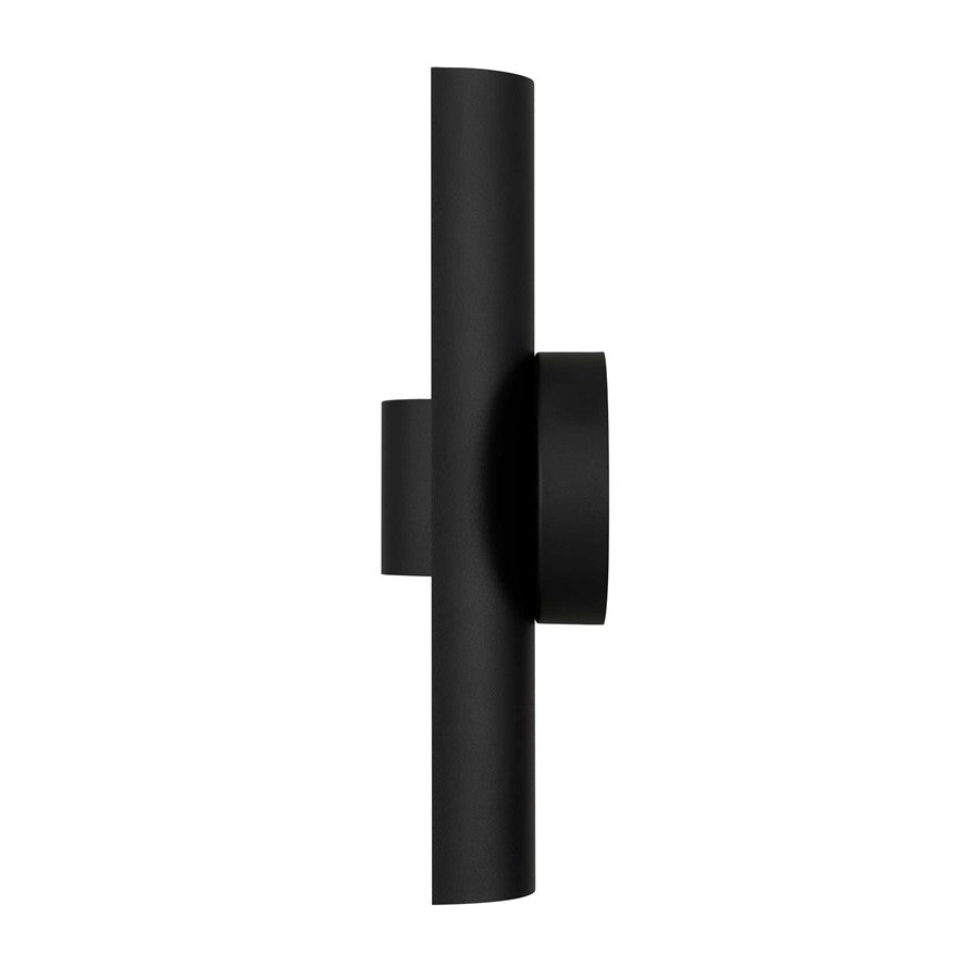Alteck Hugo 14in 1-Light LED Outdoor Sconce | Contemporary Sand Black Aluminum and Sand Blast Glass | Entryway & Patio | Model AW0114-3CCT-W-BK