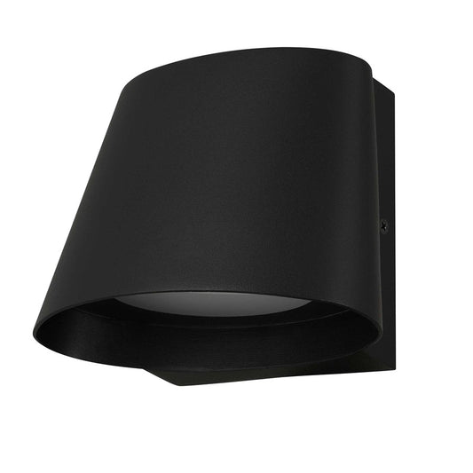 Alteck Grace 6in 1-Light LED Outdoor Wall Sconce | Contemporary Sand Black Aluminum and Sand Blast Glass | Entryway & Patio | Model AW0115-3CCT-W-BK