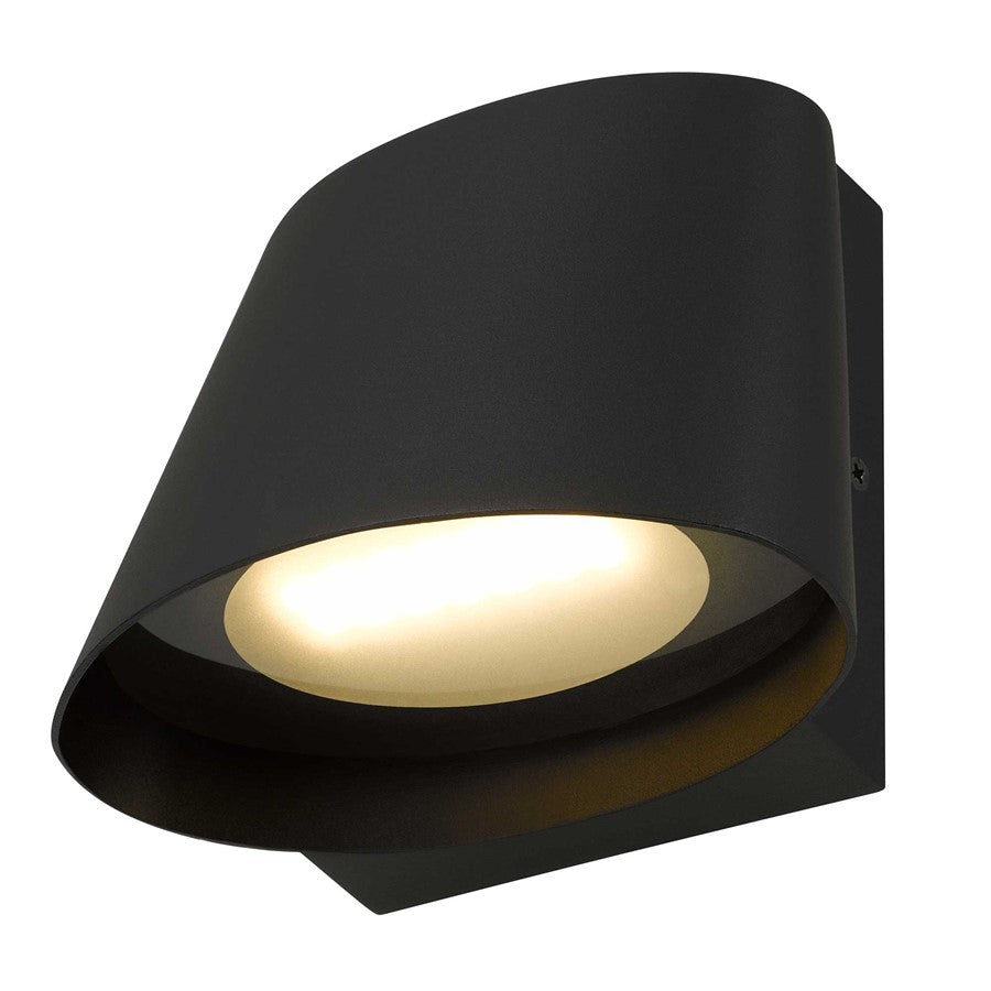 Alteck Grace 6in 1-Light LED Outdoor Wall Sconce | Contemporary Sand Black Aluminum and Sand Blast Glass | Entryway & Patio | Model AW0115-3CCT-W-BK