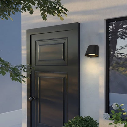 Alteck Grace 6in 1-Light LED Outdoor Wall Sconce | Contemporary Sand Black Aluminum and Sand Blast Glass | Entryway & Patio | Model AW0115-3CCT-W-BK