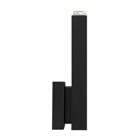 Alteck Mille 12in 1-Light LED Outdoor Wall Sconce | Contemporary Sand Black Aluminum and Cloudy Glass | Entryway & Patio | Model AW0116-3CCT-W-BK