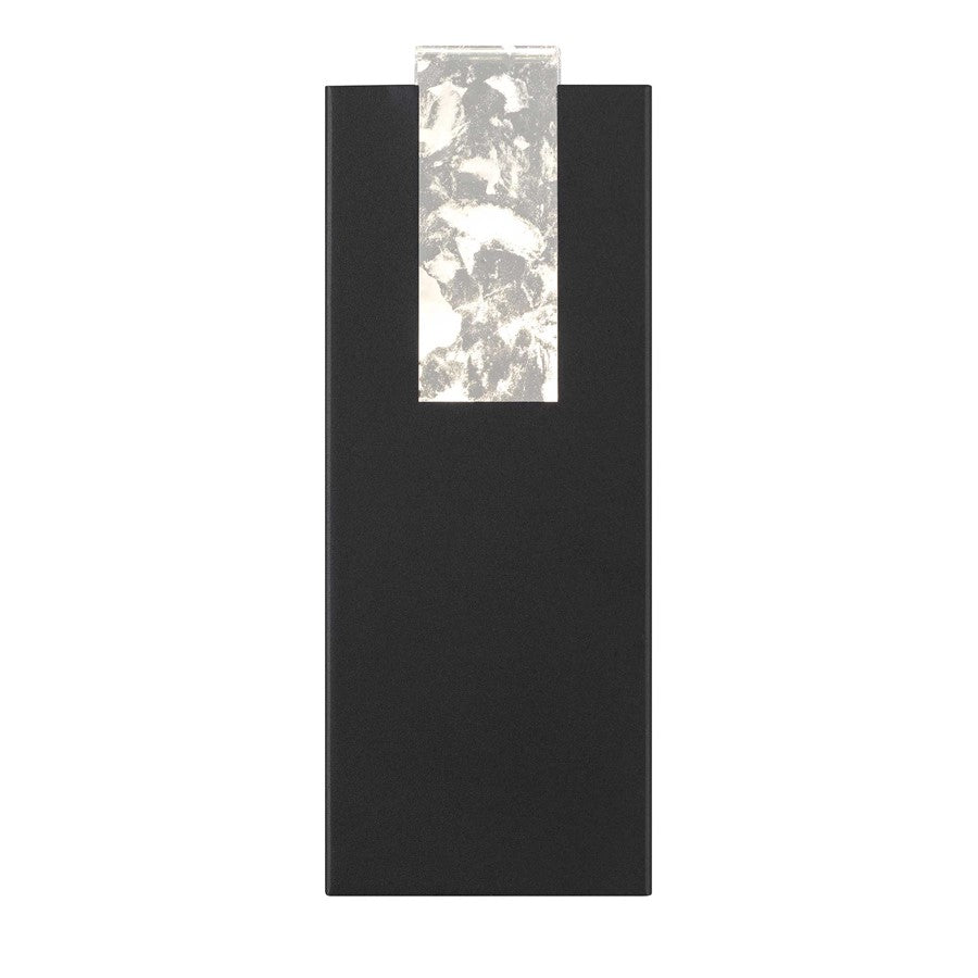 Alteck Mille 12in 1-Light LED Outdoor Wall Sconce | Contemporary Sand Black Aluminum and Cloudy Glass | Entryway & Patio | Model AW0116-3CCT-W-BK