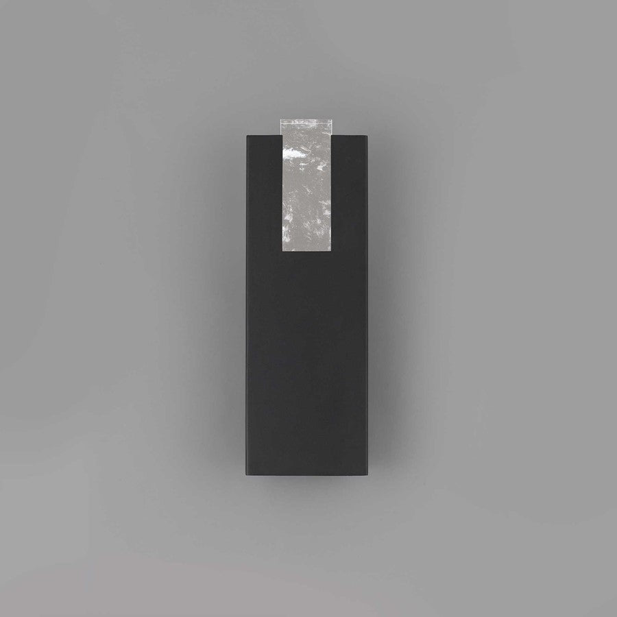 Alteck Mille 18in 1-Light LED Outdoor Wall Sconce | Contemporary Sand Black and Cloudy Glass | Entryway & Patio | Model AW0117-3CCT-W-BK