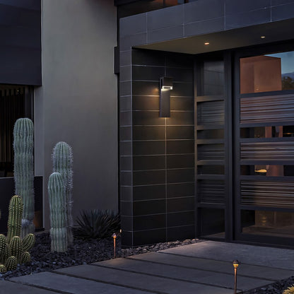 Alteck Lagos 24" LED Outdoor Sconce, Black/Clear, Sand Black
