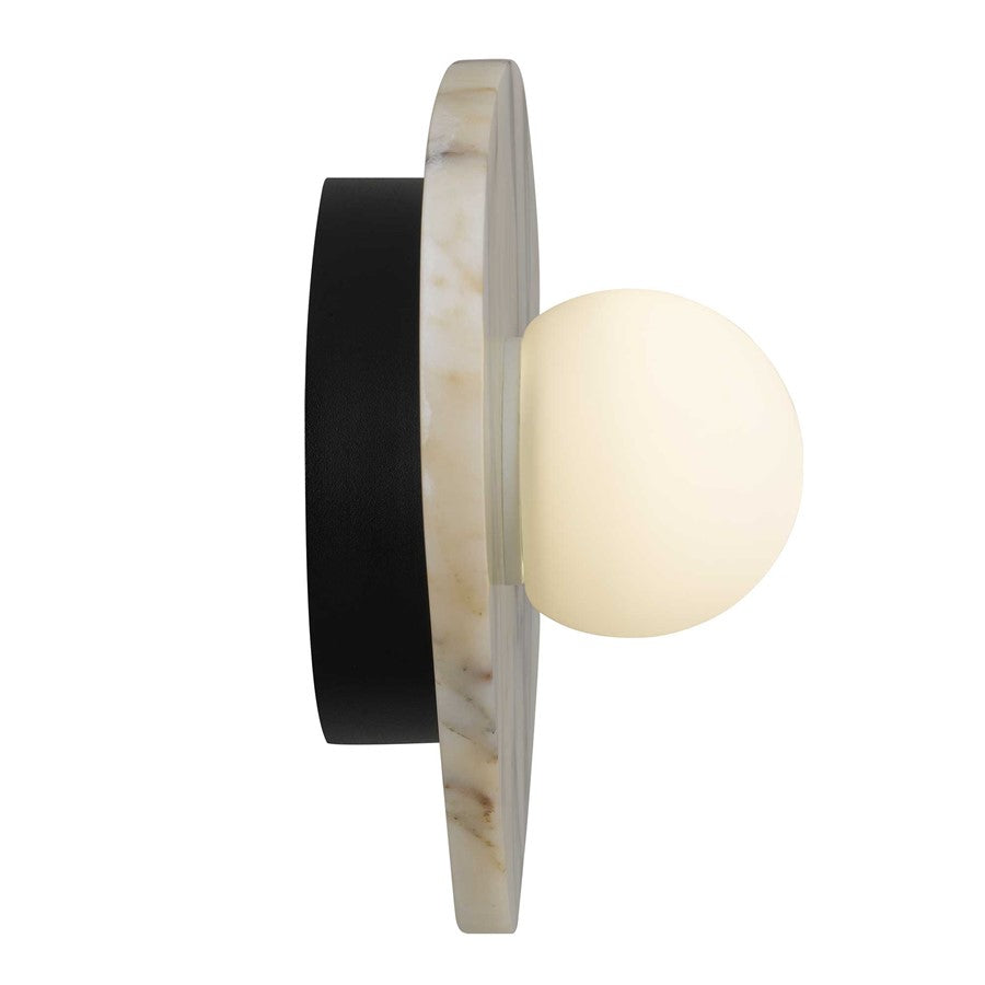 Alteck Tenere 12in 1-Light Outdoor Wall Sconce | Contemporary Sand Black and Etched White Opal Glass | Entryway & Covered | Model AW0120-3CCT-W-WH