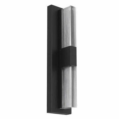 Alteck Arles 18in 1-Light LED Outdoor Wall Sconce | Contemporary Sand Black Aluminum and V-Grove Acrylic | Entryway & Patio | Model AW0121-3CCT-W-BK
