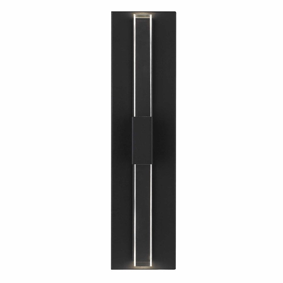 Alteck Arles 18in 1-Light LED Outdoor Wall Sconce | Contemporary Sand Black Aluminum and V-Grove Acrylic | Entryway & Patio | Model AW0121-3CCT-W-BK