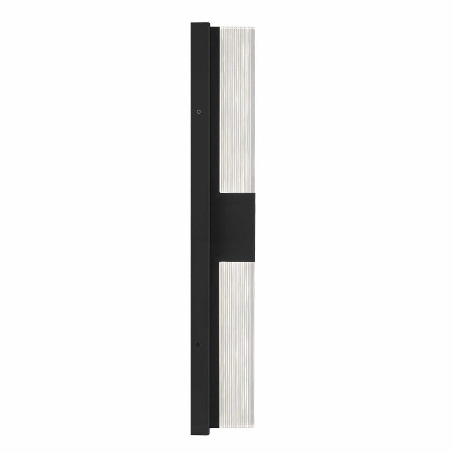 Alteck Arles 18in 1-Light LED Outdoor Wall Sconce | Contemporary Sand Black Aluminum and V-Grove Acrylic | Entryway & Patio | Model AW0121-3CCT-W-BK