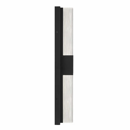 Alteck Arles 18in 1-Light LED Outdoor Wall Sconce | Contemporary Sand Black Aluminum and V-Grove Acrylic | Entryway & Patio | Model AW0121-3CCT-W-BK