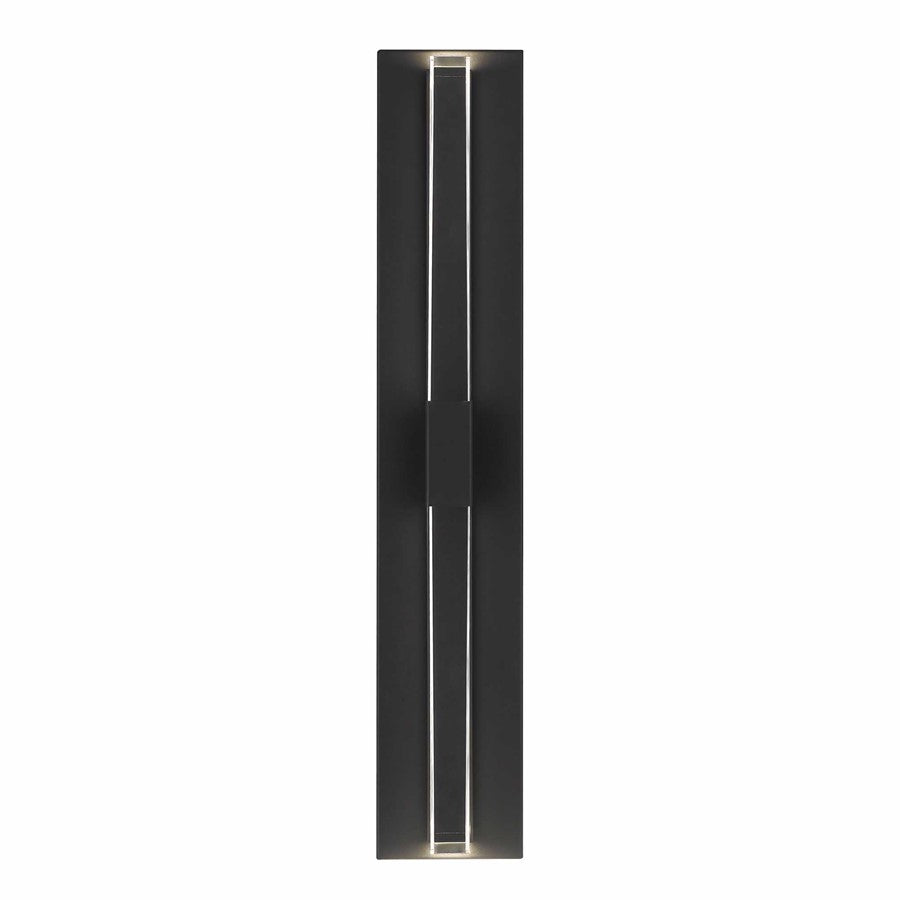 Alteck Arles 25in LED Outdoor Wall Sconce | Contemporary Sand Black Aluminum and V-Groove Acrylic | Porch & Entryway | Model AW0122-3CCT-W-BK