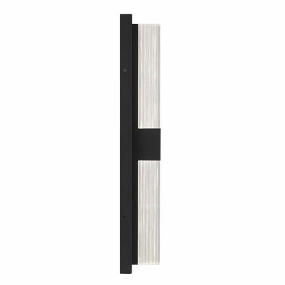 Alteck Arles 25in LED Outdoor Wall Sconce | Contemporary Sand Black Aluminum and V-Groove Acrylic | Porch & Entryway | Model AW0122-3CCT-W-BK