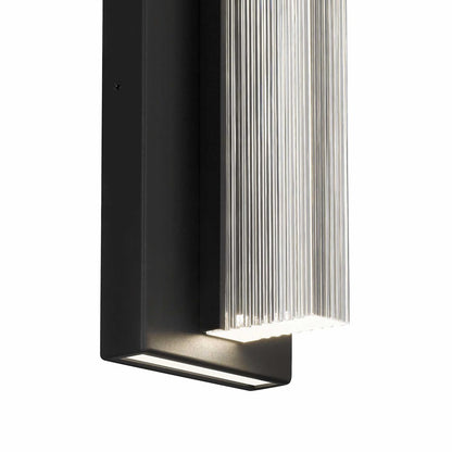 Alteck Arles 25in LED Outdoor Wall Sconce | Contemporary Sand Black Aluminum and V-Groove Acrylic | Porch & Entryway | Model AW0122-3CCT-W-BK
