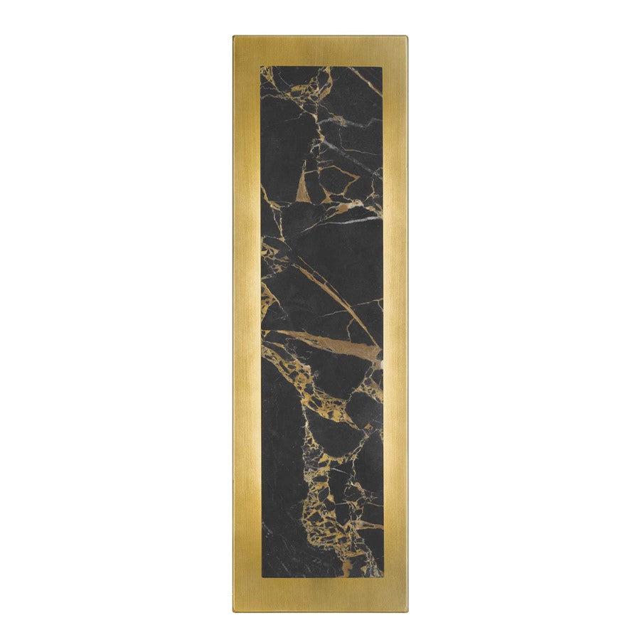 Alteck Zoey 18in 1-Light LED Outdoor Wall Sconce | Contemporary Painted Antique Brass and Black Marble | Entryway & Patio | Model AW0123-3CCT-W-PAB