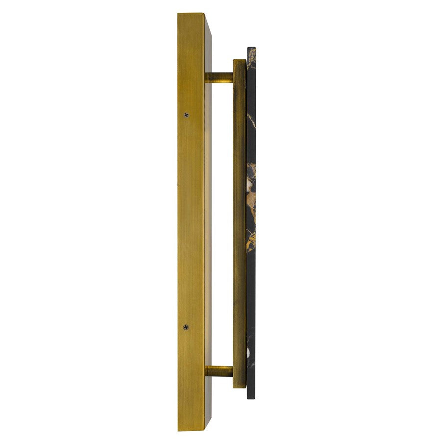 Alteck Zoey 18in 1-Light LED Outdoor Wall Sconce | Contemporary Painted Antique Brass and Black Marble | Entryway & Patio | Model AW0123-3CCT-W-PAB