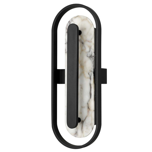 Alteck Roundabout 22in 1-Light LED Outdoor Sconce | Contemporary Painted Antique Brass and Silk Screen Glass | Entryway | Model AW0125-3CCT-W-BK