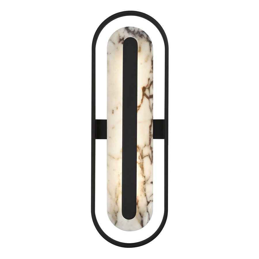 Alteck Roundabout 28in 1-Light LED Outdoor Wall Sconce | Contemporary Sand Black Aluminum and Silk Screen Glass | Entryway | Model AW0126-3CCT-W-BK