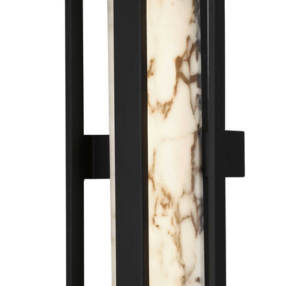 Alteck Roundabout 28in 1-Light LED Outdoor Wall Sconce | Contemporary Sand Black Aluminum and Silk Screen Glass | Entryway | Model AW0126-3CCT-W-BK