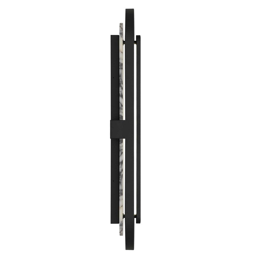 Alteck Roundabout 36in 1-Light Outdoor Wall Sconce | Contemporary Sand Black Aluminum and Silk Screen Glass | Entryway | Model AW0127-3CCT-W-BK