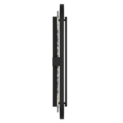 Alteck Roundabout 36in 1-Light Outdoor Wall Sconce | Contemporary Sand Black Aluminum and Silk Screen Glass | Entryway | Model AW0127-3CCT-W-BK