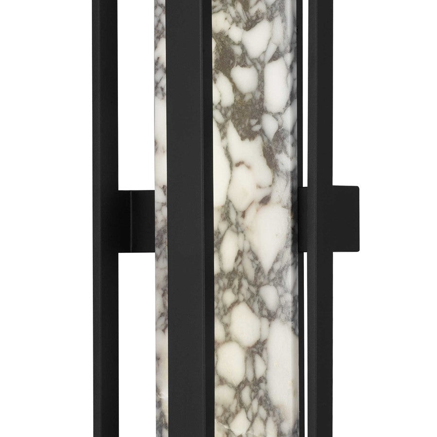 Alteck Roundabout 36in 1-Light Outdoor Wall Sconce | Contemporary Sand Black Aluminum and Silk Screen Glass | Entryway | Model AW0127-3CCT-W-BK