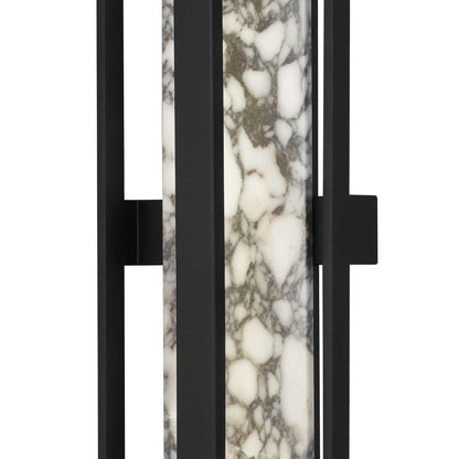 Alteck Roundabout 36in 1-Light Outdoor Wall Sconce | Contemporary Sand Black Aluminum and Silk Screen Glass | Entryway | Model AW0127-3CCT-W-BK
