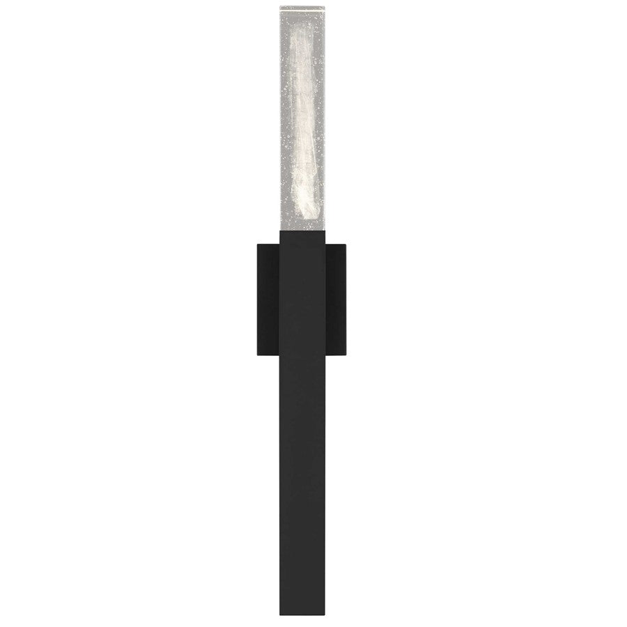 Alteck Folio 32in 1-Light Outdoor Sconce | Contemporary Sand Black Aluminum and Clear Wispy Glass | Entryway & Patio | Model AW0128-3CCT-W-BK