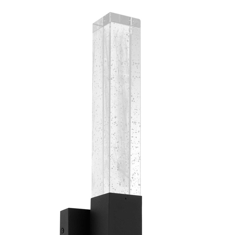 Alteck Folio 32" LED Outdoor Sconce, Black/Clear, Sand Black