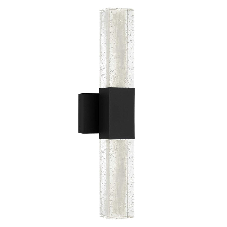 Alteck Folio 24in 1-Light LED Outdoor Wall Sconce | Contemporary Sand Black Aluminum and Clear Wispy Glass | Entryway | Model AW0129-3CCT-W-BK