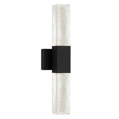 Alteck Folio 24in 1-Light LED Outdoor Wall Sconce | Contemporary Sand Black Aluminum and Clear Wispy Glass | Entryway | Model AW0129-3CCT-W-BK